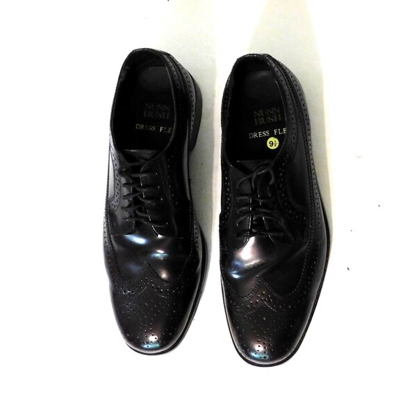 Nunn Bush Dress Flex Leather Oxford Shoes Mens Size 9.5 Dark Brown Wing Tip - Picture 2 of 14